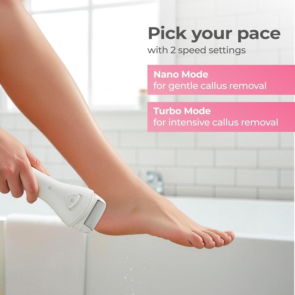 Lifelong PediGlide Soft+ 3-in-1 Callus Remover For Feet | Electronic Foot Scrubber for Dead Skin | 3 Changeable Roller Heads | Focus Light  LLPCW208