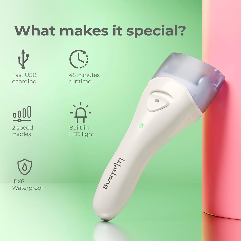 Lifelong PediGlide Soft+ 3-in-1 Callus Remover For Feet | Electronic Foot Scrubber for Dead Skin | 3 Changeable Roller Heads | Focus Light  LLPCW208