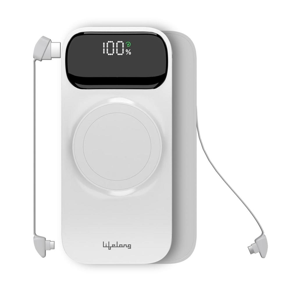Lifelong Chargemate 10000 Mah 22.5 W Wireless With Magsafe Slim Pocket Size Power Bank (white, Lithium Polymer, Fast Charging Llpbvm10 - Color: White