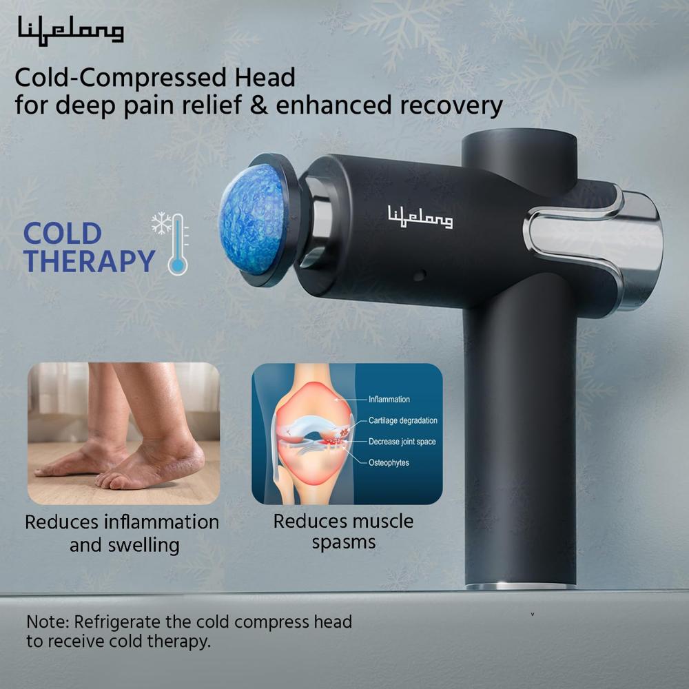 Lifelong LLGM189 Gun Massager with 5 Massage Heads |4700 RPM| 3 Modes & 99 Speed Settings, Rechargeable
