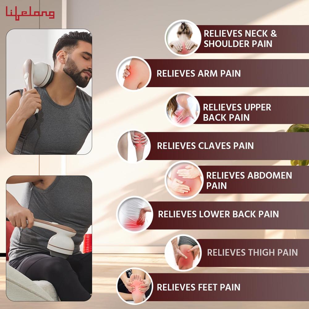 Lifelong LLM180 Electric Handheld Full Body Pain Relief Massager (Brown)