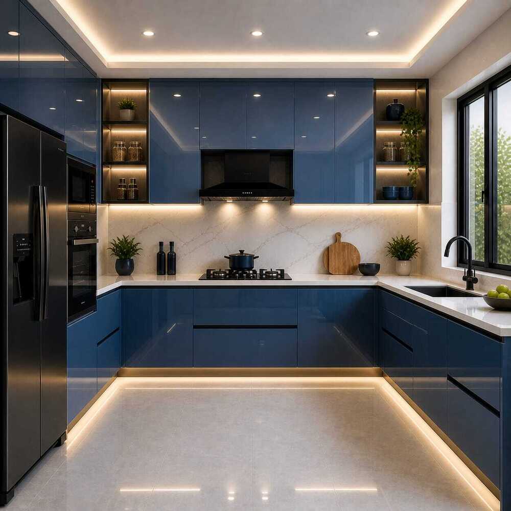 Acrylic Finish Modular Kitchen