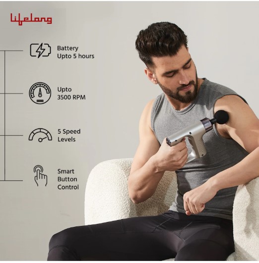 Lifelong Multipurpose Gun Massager in White Colour