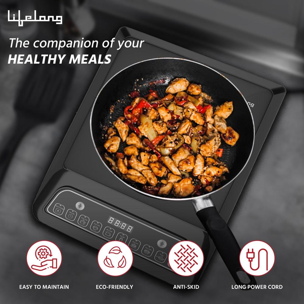 Lifelong 2000 Watt Radiant Induction Cooktop For Home With 7 Preset Indian Menu Option And Auto- LLIC30