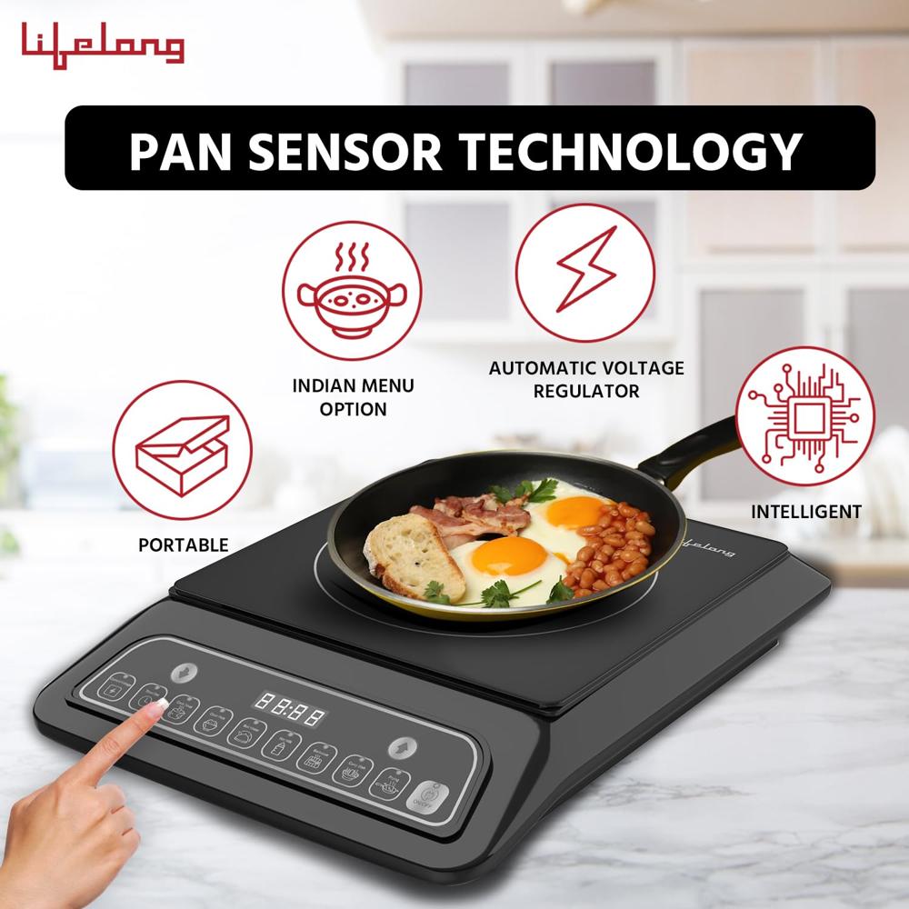 Lifelong 2000 Watt Radiant Induction Cooktop For Home With 7 Preset Indian Menu Option And Auto- LLIC30
