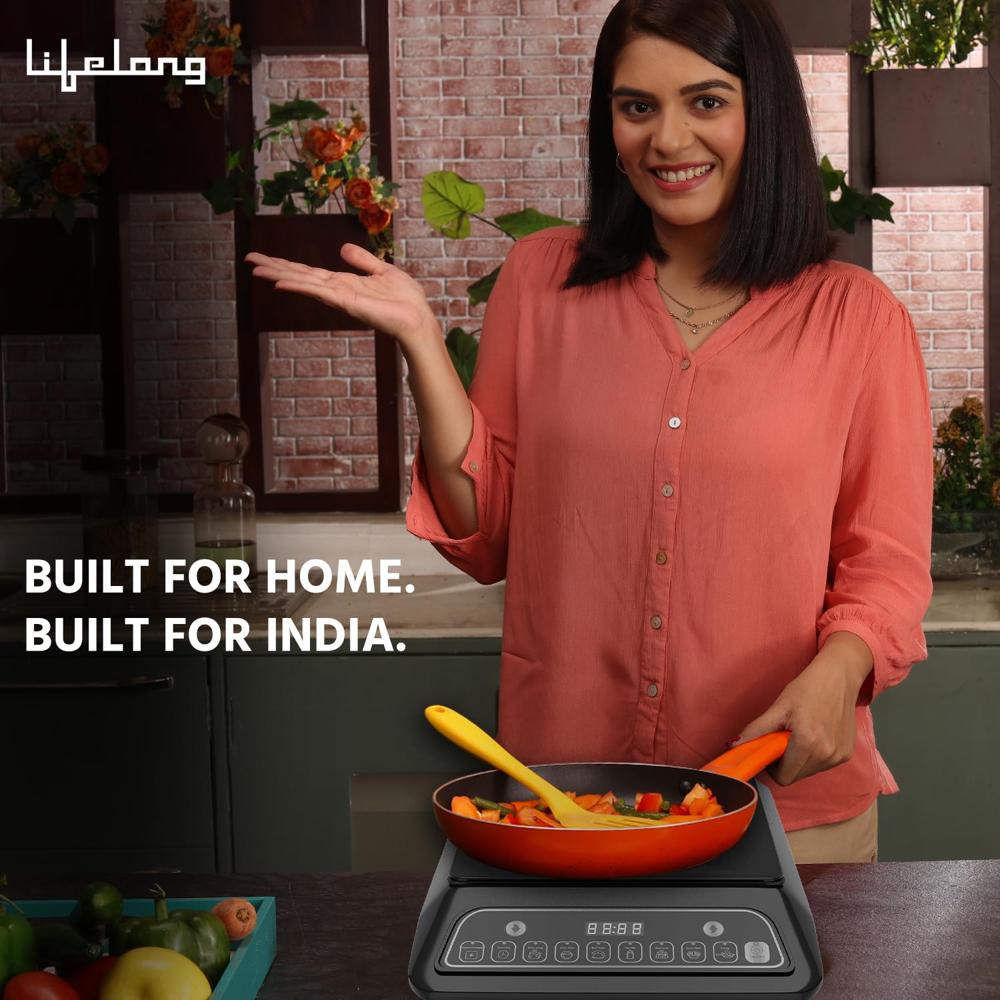 Lifelong 2000 Watt Radiant Induction Cooktop For Home With 7 Preset Indian Menu Option And Auto- LLIC30