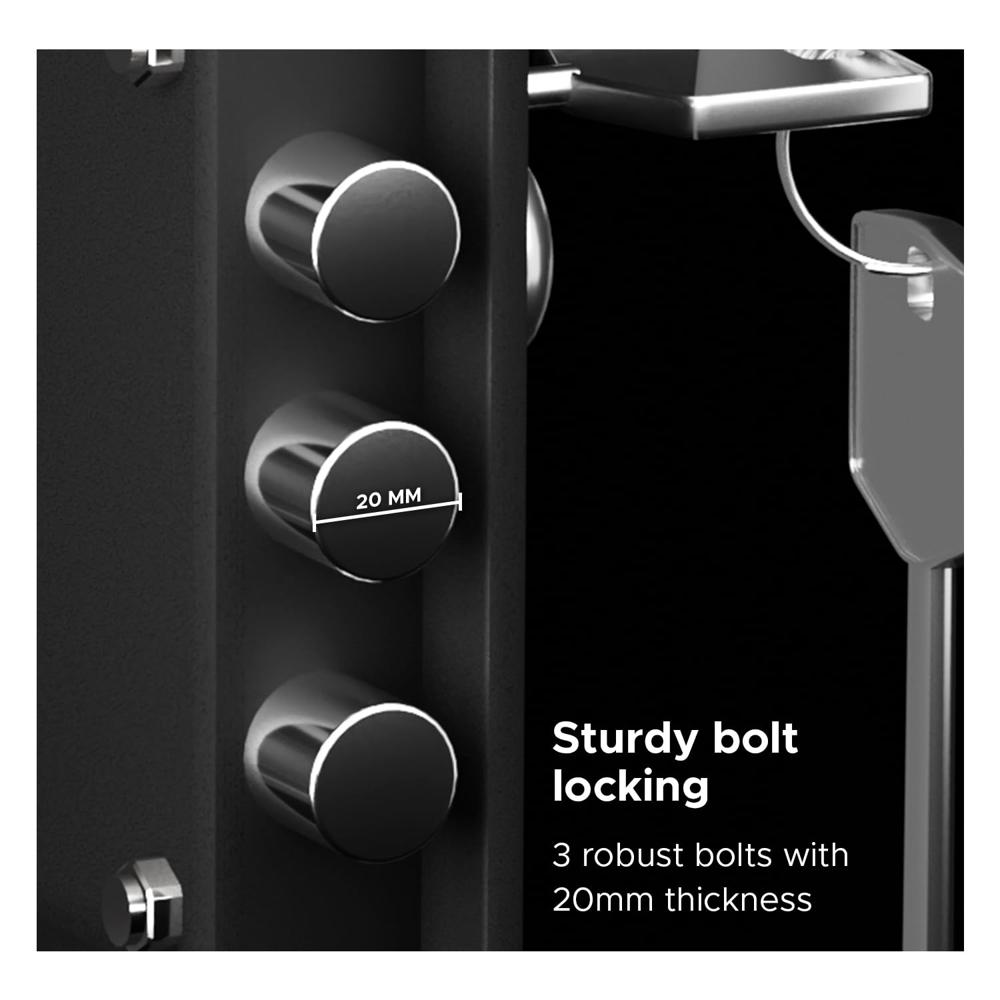 Lifelong 8.6L Home Safe Locker with Key | Security Box for Home & Office | Strong Metal Safe - 5 mm Thick Door | Personal Locker for Cash, Jewellry & Documents LLHSM01