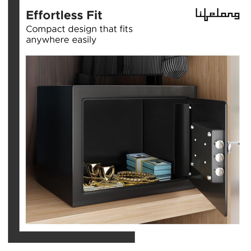 Lifelong 8.6L Home Safe Locker with Key | Security Box for Home & Office | Strong Metal Safe - 5 mm Thick Door | Personal Locker for Cash, Jewellry & Documents LLHSM01