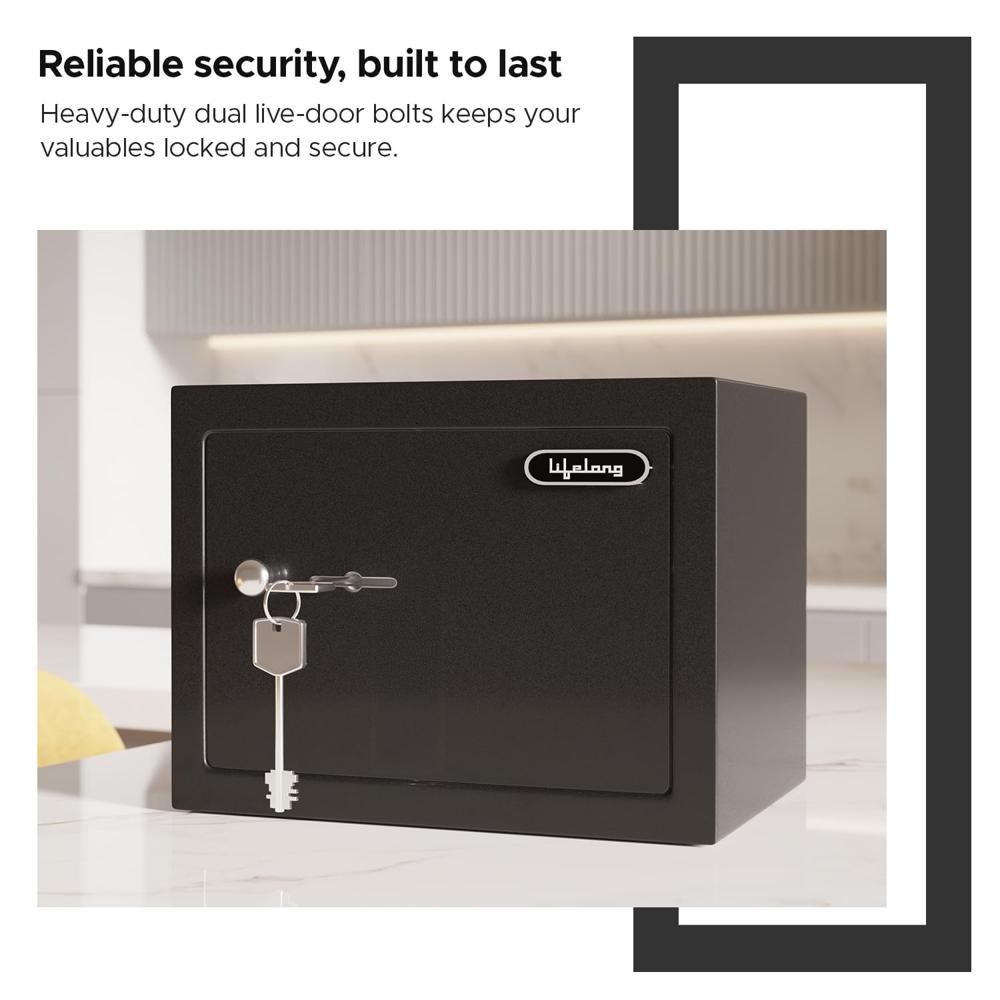 Lifelong 8.6L Home Safe Locker with Key | Security Box for Home & Office | Strong Metal Safe - 5 mm Thick Door | Personal Locker for Cash, Jewellry & Documents LLHSM01