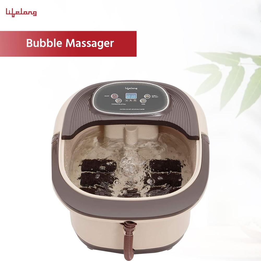 Lifelong LLM306 500W Electric Spa Foot Massager Machine With 8 Manual Rollers, Digital Panel, Bubble Bath & Water LLM306