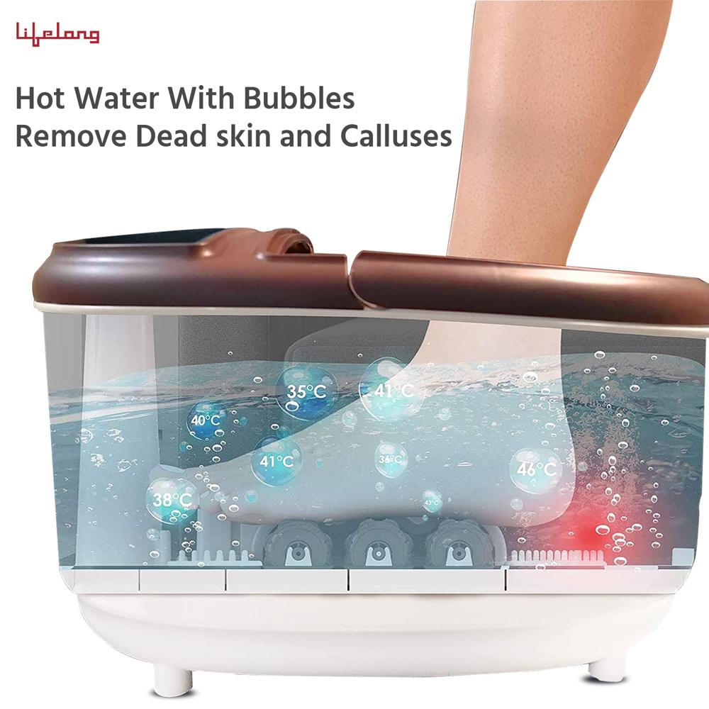 Lifelong LLM306 500W Electric Spa Foot Massager Machine With 8 Manual Rollers, Digital Panel, Bubble Bath & Water LLM306