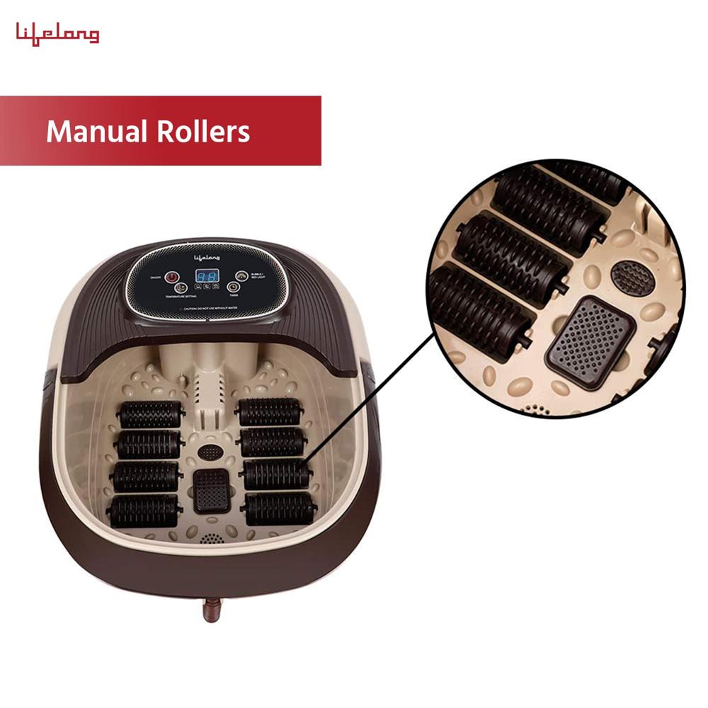 Lifelong LLM306 500W Electric Spa Foot Massager Machine With 8 Manual Rollers, Digital Panel, Bubble Bath & Water LLM306