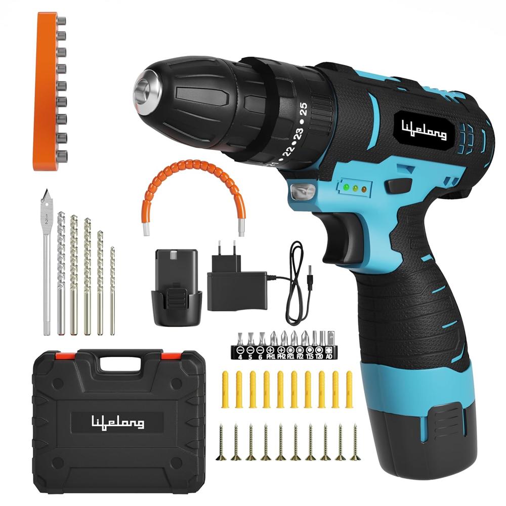 Lifelong 12v Cordless Drill Machine For Home Use|cordless Screw Driver Machine|2-speed, 0-1500rpm - Battery Capacity: 1 Millicoulomb (mc)
