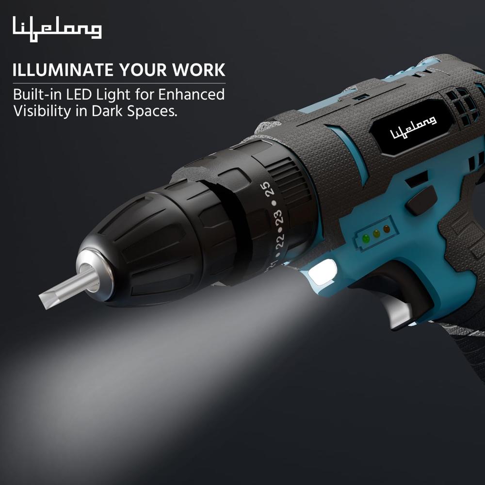 Lifelong 12V Cordless Drill Machine For Home Use|Cordless Screw Driver Machine|2-Speed, 0-1500Rpm 