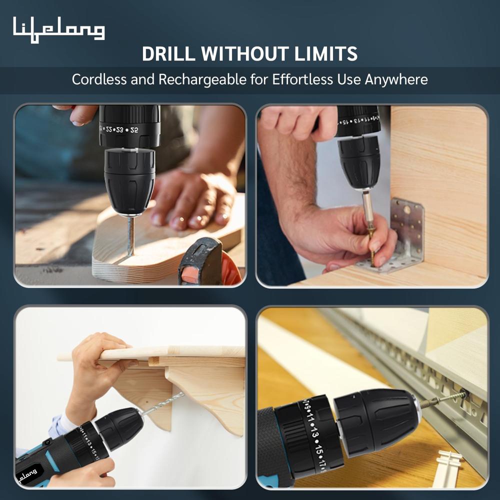 Lifelong 12V Cordless Drill Machine For Home Use|Cordless Screw Driver Machine|2-Speed, 0-1500Rpm 
