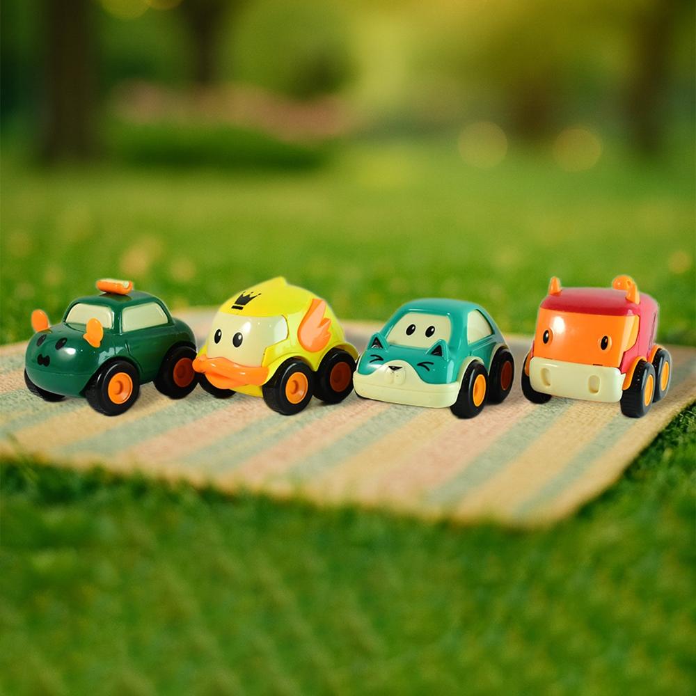 Funwoods Animal Cartoon Pull-Back Toy Car - (4 Pc / Set) - Color: Mix