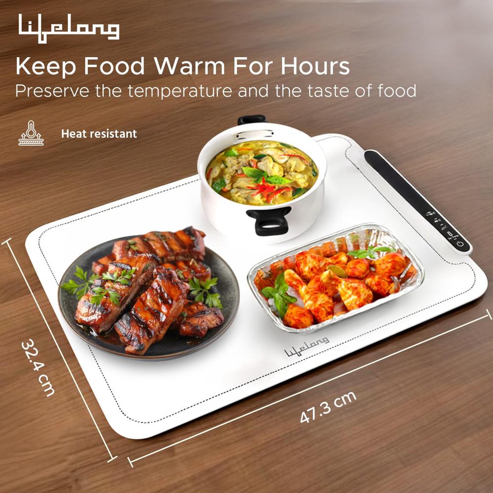 Lifelong Electric Food Warmer - 250 W | Roll Up Silicon Heating Mat | Adjustable Temperature Control with Touch  LLEFW09