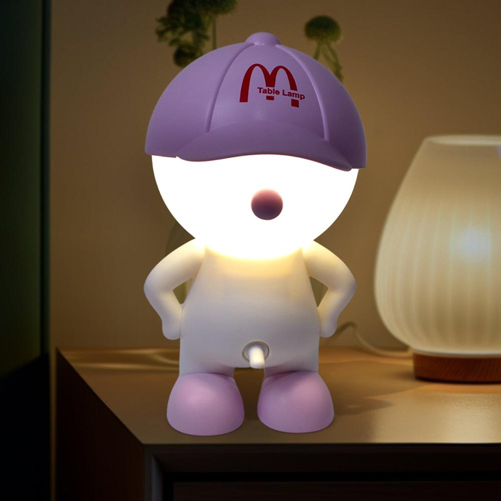 Cute Lovely Cartoon Design Led Desk Night Light With Plastic Head Cap (1 Pc) - Color: Mix