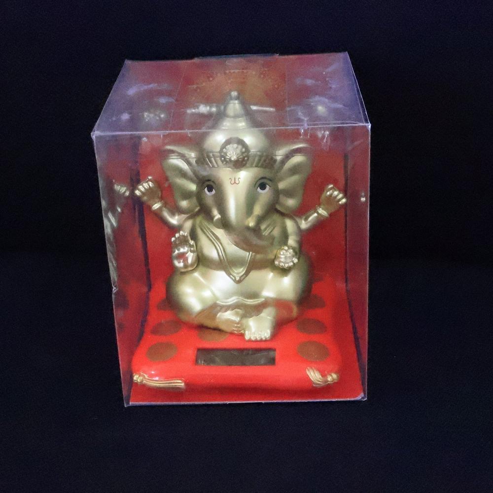 Decorative Religious Large Lord Ganesha Idol With Solar-Powered Base (1 Pc) - Color: Mix