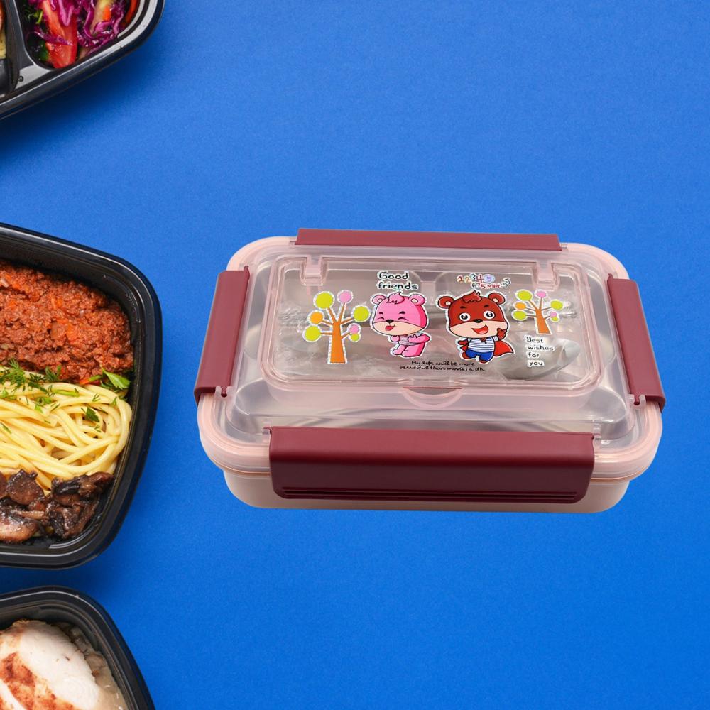 Kids Lunch Box with Steel Spoon & Chopsticks  Food-Safe & Durable