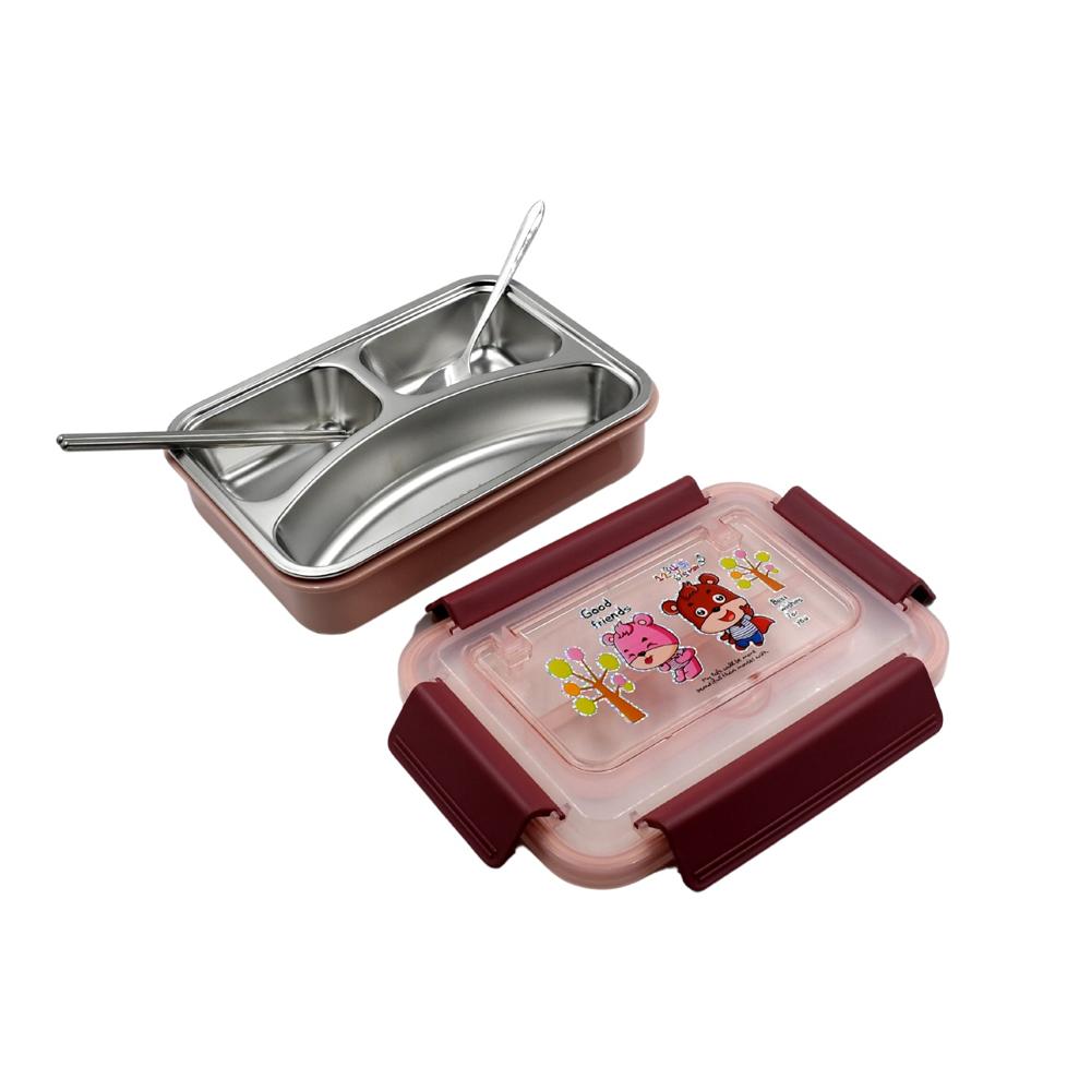 Kids Lunch Box with Steel Spoon & Chopsticks  Food-Safe & Durable