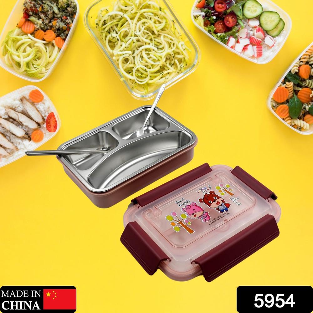 Kids Lunch Box with Steel Spoon & Chopsticks  Food-Safe & Durable