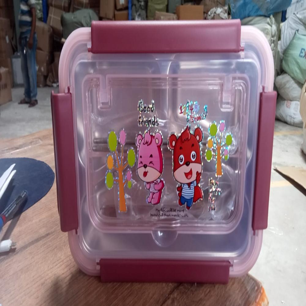 Kids Lunch Box with Steel Spoon & Chopsticks  Food-Safe & Durable