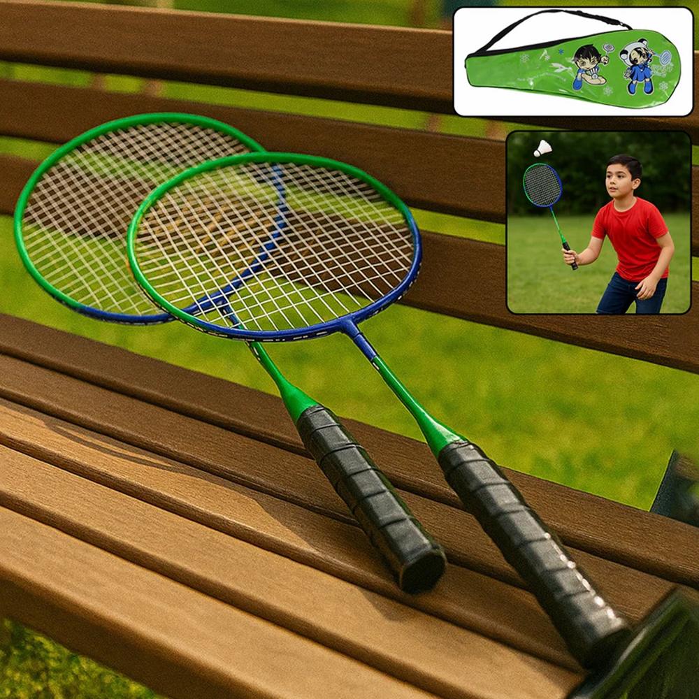 2 Pc Lightweight Kids Badminton Racket Set With Carry Bag - Color: Mix