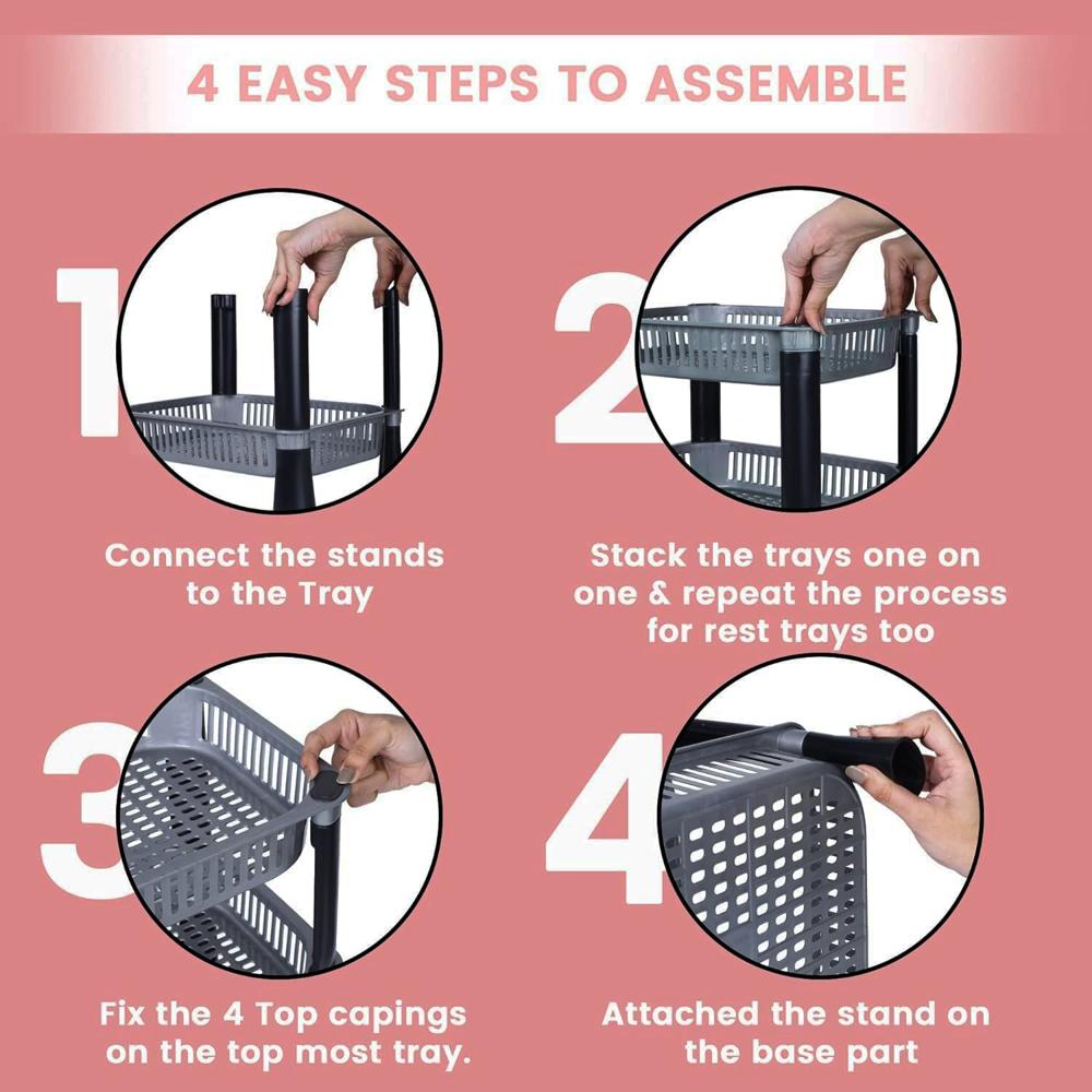 Apex 4-layer Small Multipurpose Plastic Storage Rack - Color: Mix