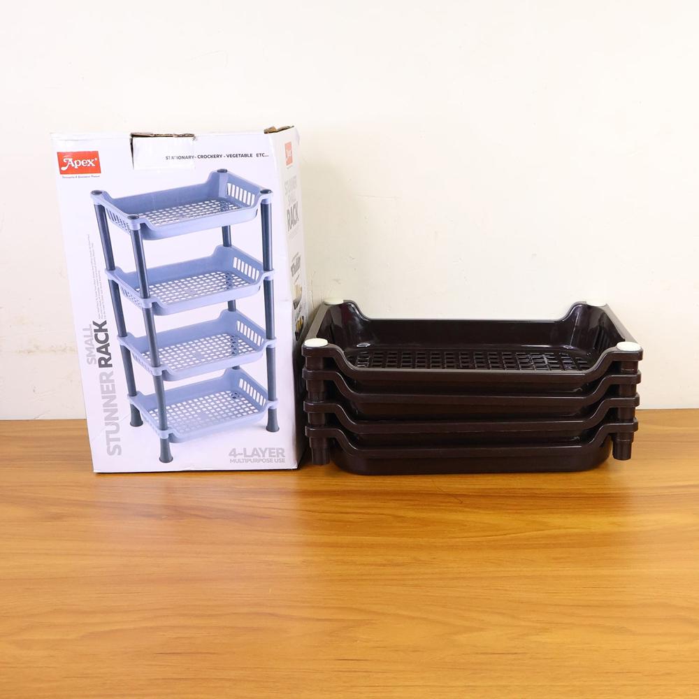 Apex 4-layer Small Multipurpose Plastic Storage Rack - Color: Mix