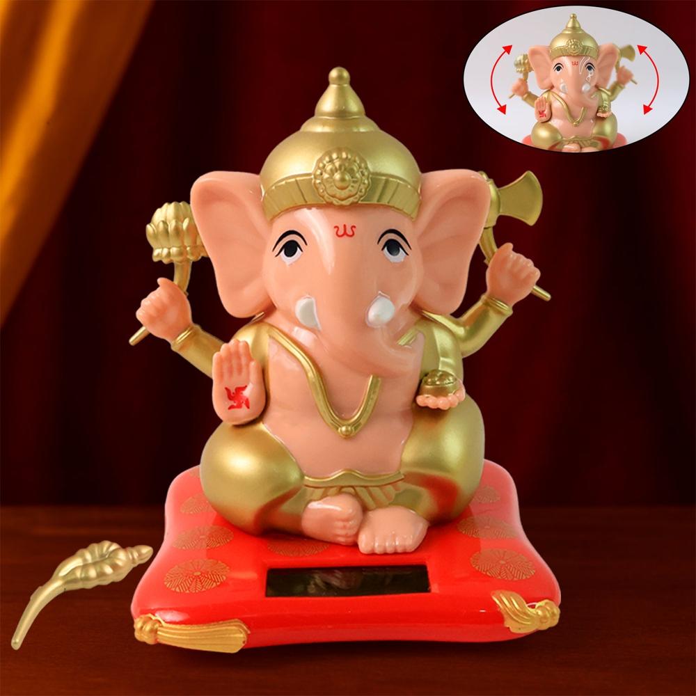 Solar-Powered Dancing Ganesha Idol  Decorative Lord Ganpati Showpiece with Movement