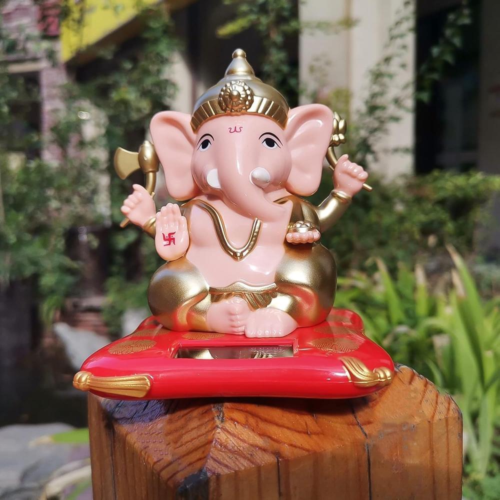 Solar-Powered Dancing Ganesha Idol  Decorative Lord Ganpati Showpiece with Movement