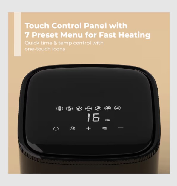 Lifelong 4.2 Litre Digital Air Fryer | Touch Control, 7 Preset Menu, Detachable Handle, Non-Stick Basket, Rapid Air Technology | Oil-Free Cooking for Grilling   LLHFD442