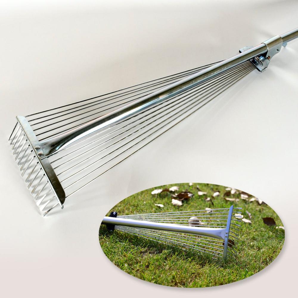 115-152 Cm Rake For Gardening, Stainless Steel Telescopic Garden Rake For Quick Clean Up Of Lawn And Yard, Adjustable Rake Claws Spacing Garden Broom With Long Handle For Clean Leaves (Moq :- 12 Pc) - Color: Mix