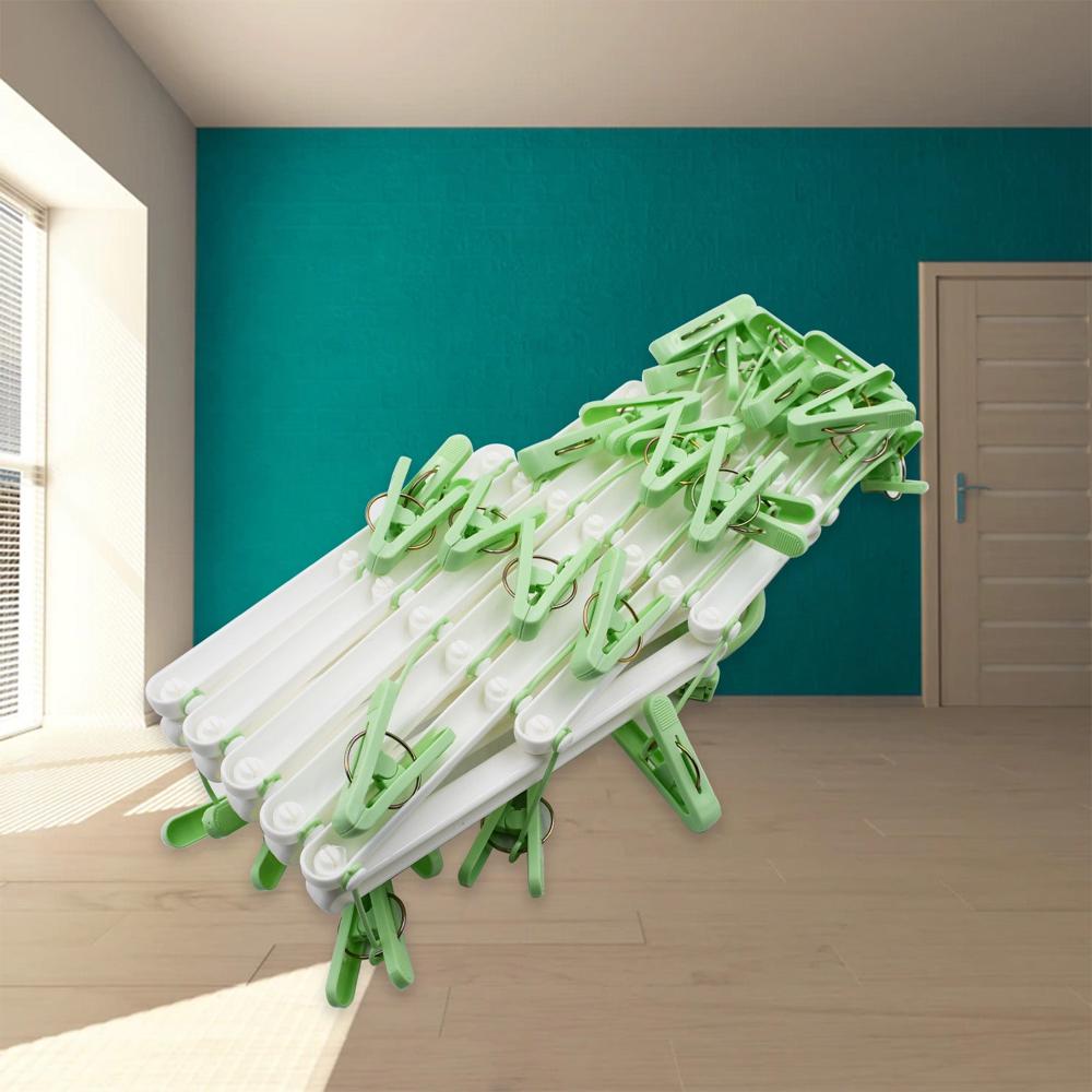 Adjustable Clothes Hanger with 29 Clips  Windproof Dryer Rack