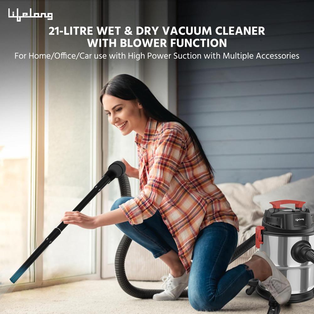 Lifelong Aspire ZX Wet & Dry Vacuum Cleaner, 1200 Watts, 16 kPa Suction Power, 21 litres Tank Capacity for Home Use, LLVC20