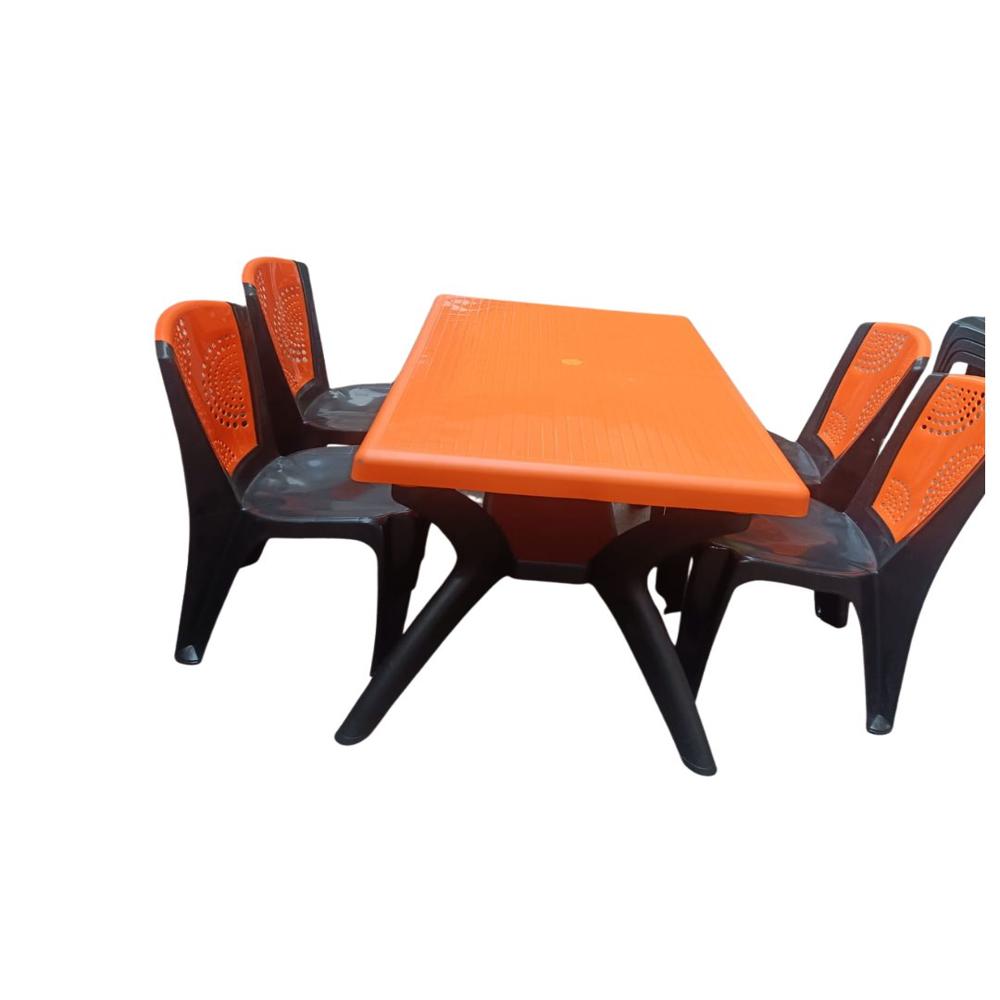 Plastic Dininig Table And Chair Set - Color: Beige (table)
