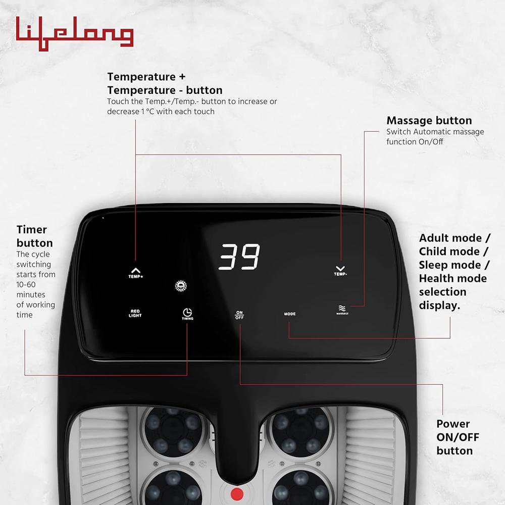 Lifelong Automatic Foot Spa Massager for Pain Relief & Relaxation | Corded Massager with 6 Shiatsu Massage LLM477