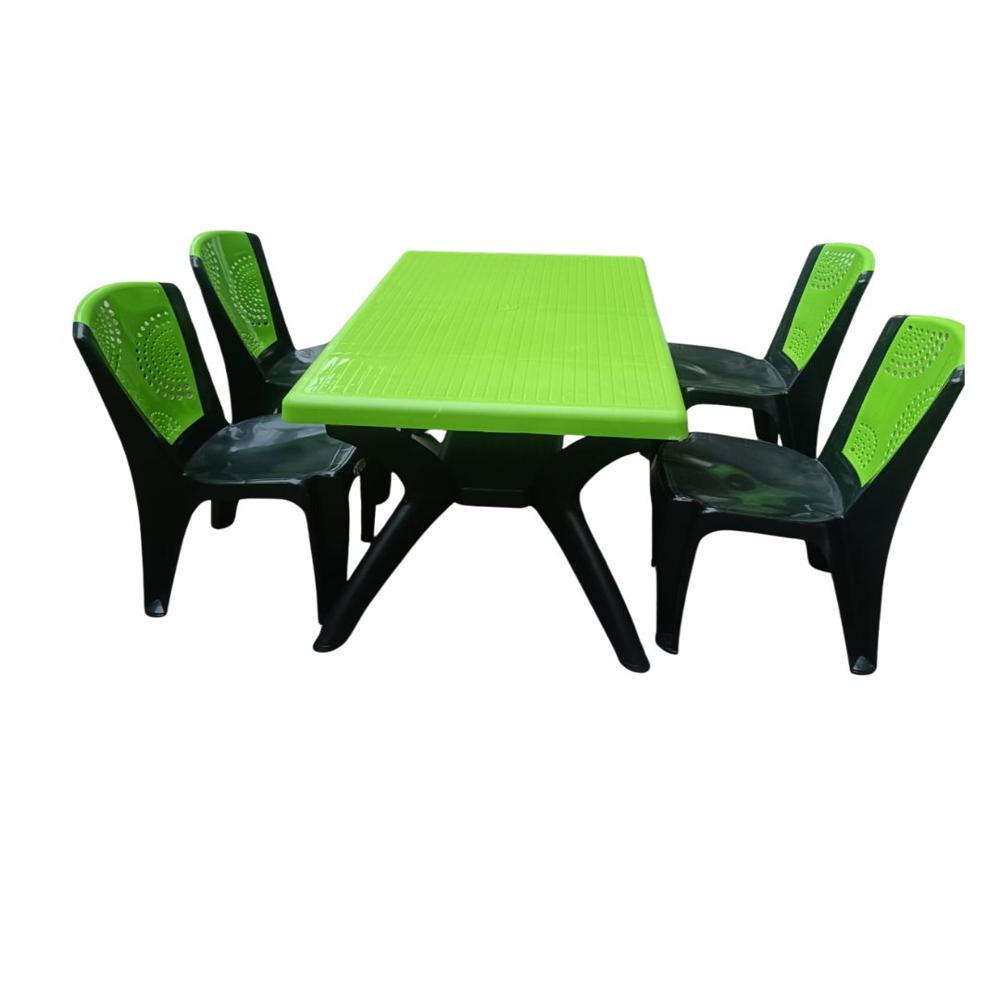 Plastic Dining Table And Chair Set - Color: Orange