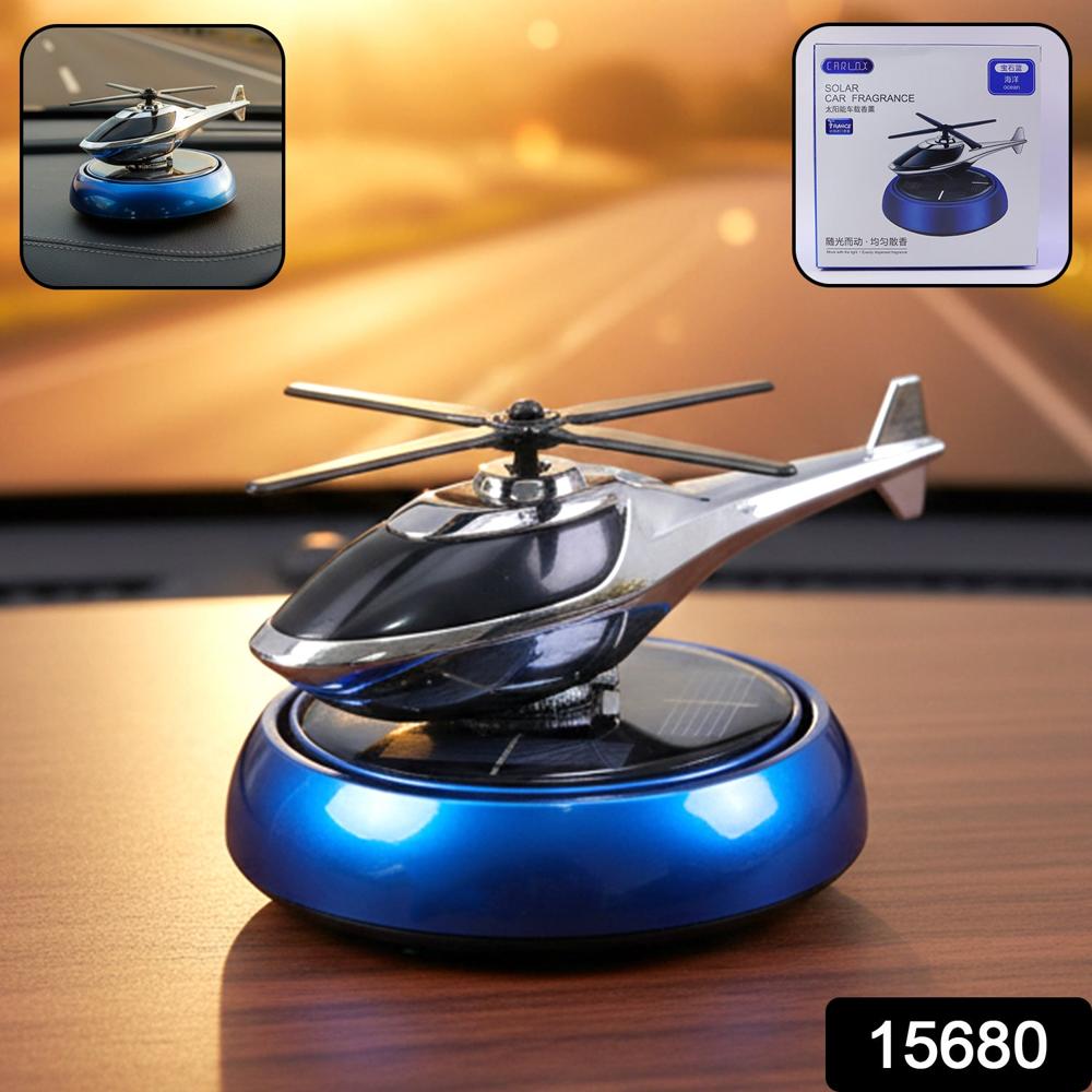 Solar Helicopter Car Dashboard Air Freshener Rotating Perfume Decor - Color: Mix