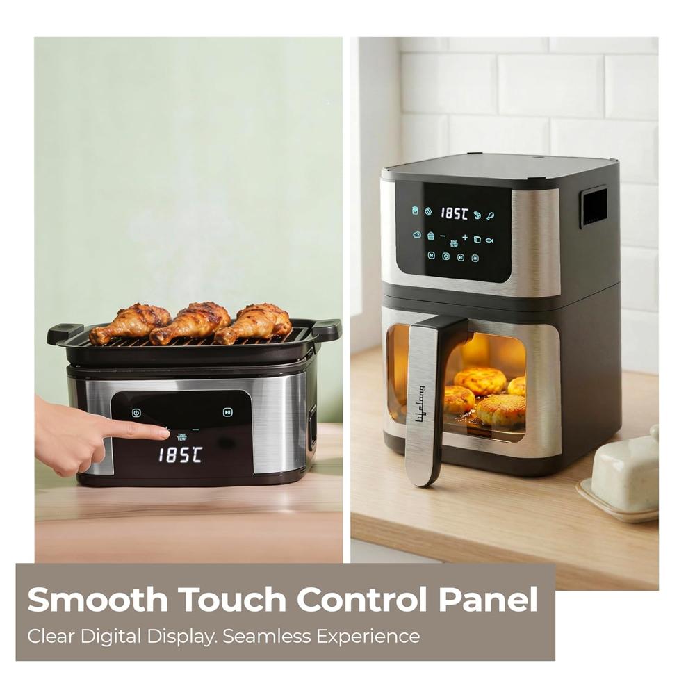 Lifelong BRIK 2-in-1 Air Fryer & Barbeque | 1350W Power, 8 Presets | 4.2L Basket with Glass Window 