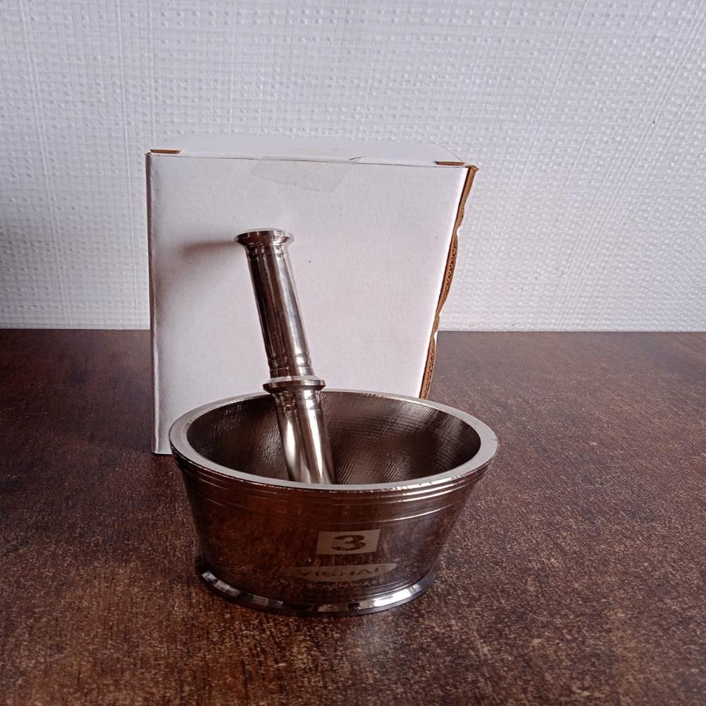 Heavy Duty Stainless Steel Mor-tar Pestle Set for Kitchen, Khalbatta Set (2 Pc Set)