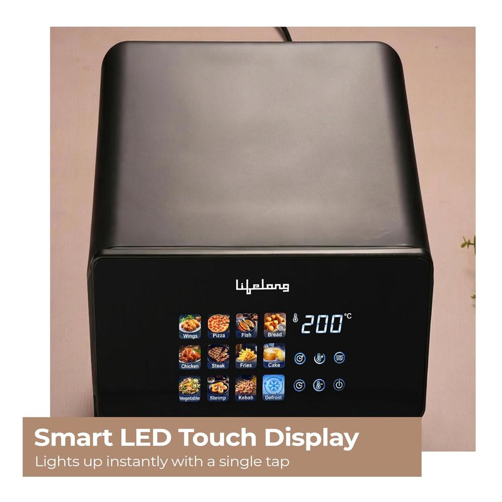 Lifelong Air Fryer Oven 10L | 12 Preset Modes | 1350W Power | Healthy Low Oil Cooking, Rapid Air