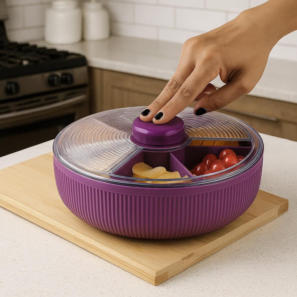 Supermom Multipurpose Round Rotating Dry Fruit & Snack Storage Container (1 Pc) - Color: Mix