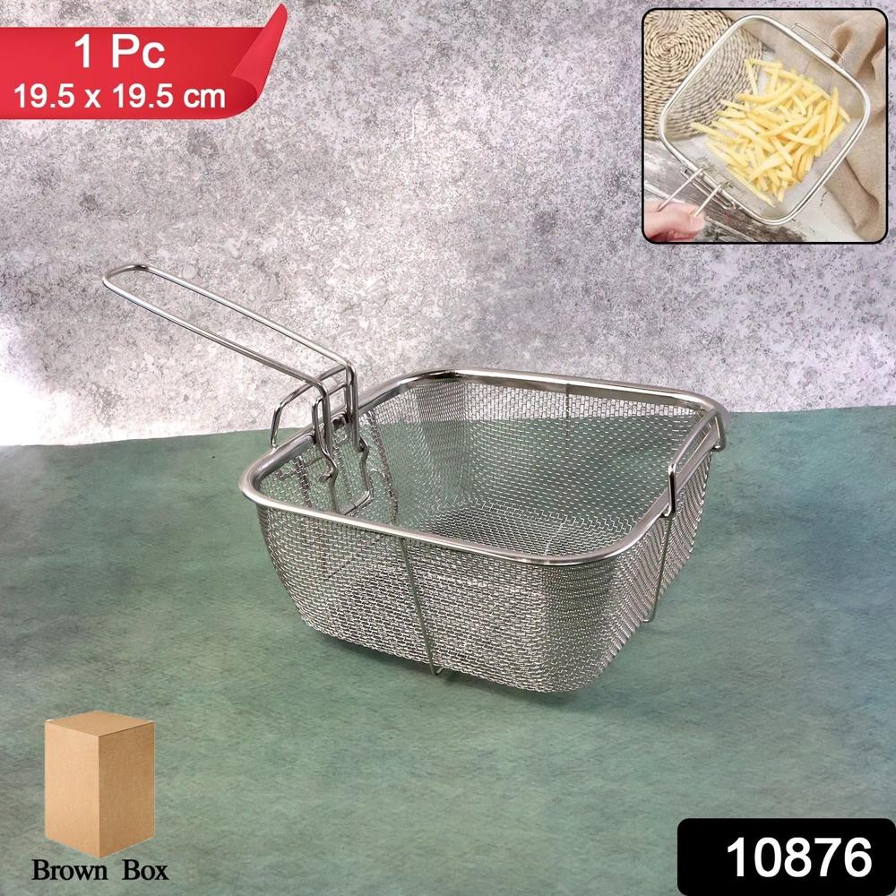 Stainless Steel Deep Fryer Basket With Long Handle (1 Pc) - Color: Mix
