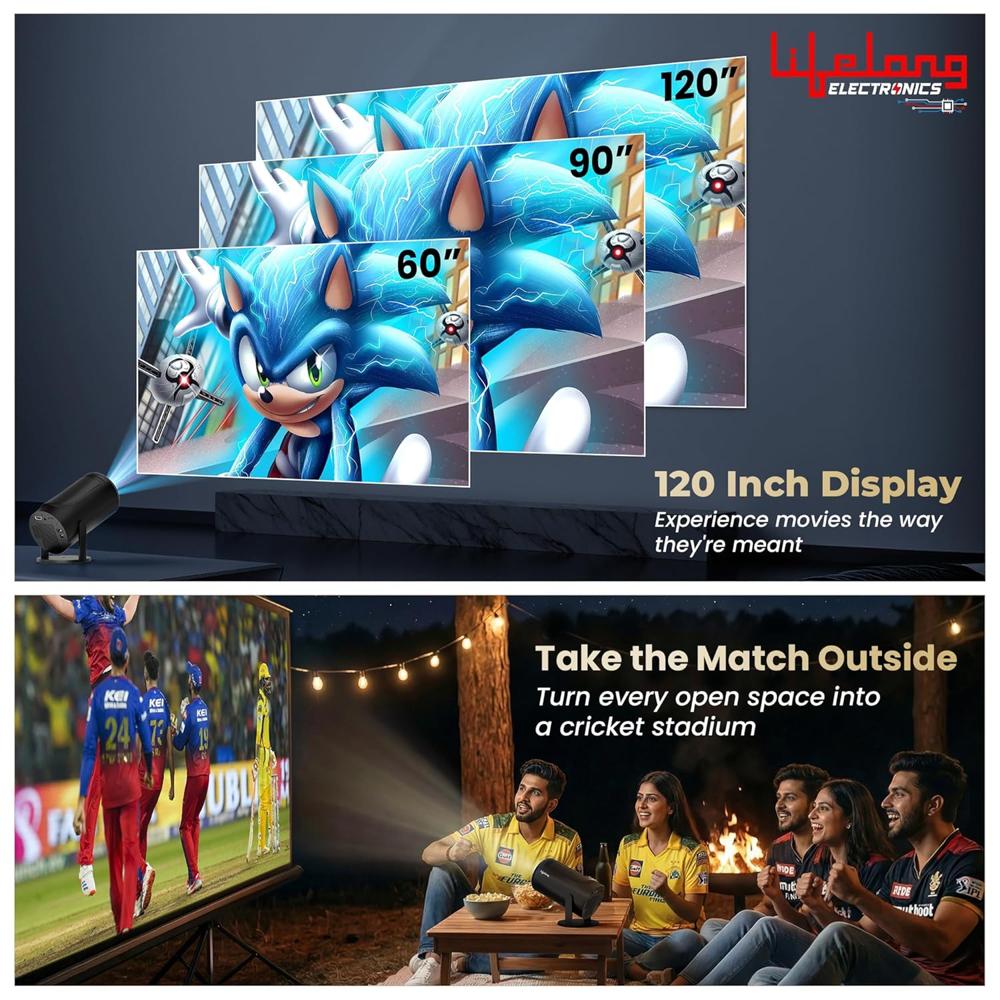 Lifelong Electronics Built-in Live TV Smart Projector | with 90+ Channels (No Subscription Required