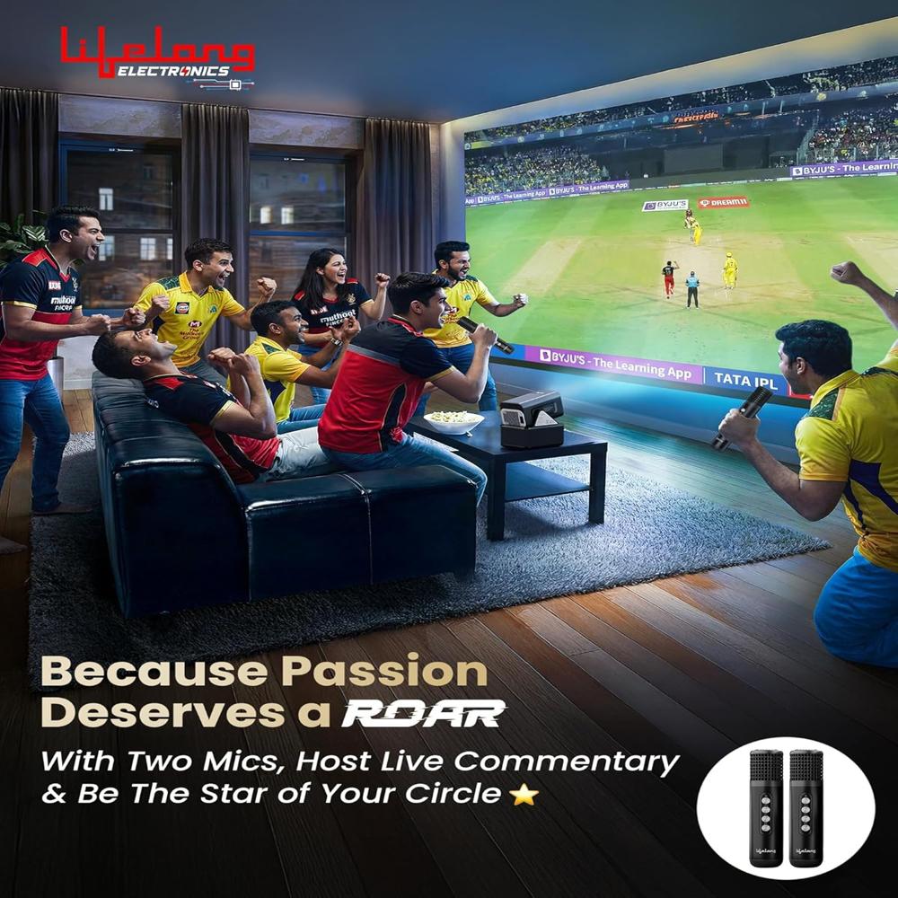 Lifelong Electronics ROAR Projector with 2 Mics | Booming 20W Speakers | Cricket Commentary