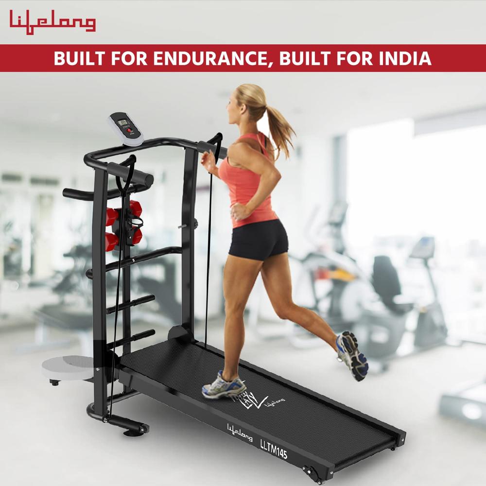 Lifelong LLTM145 Multifunction Manual Treadmill | Max User Weight 100 Kg