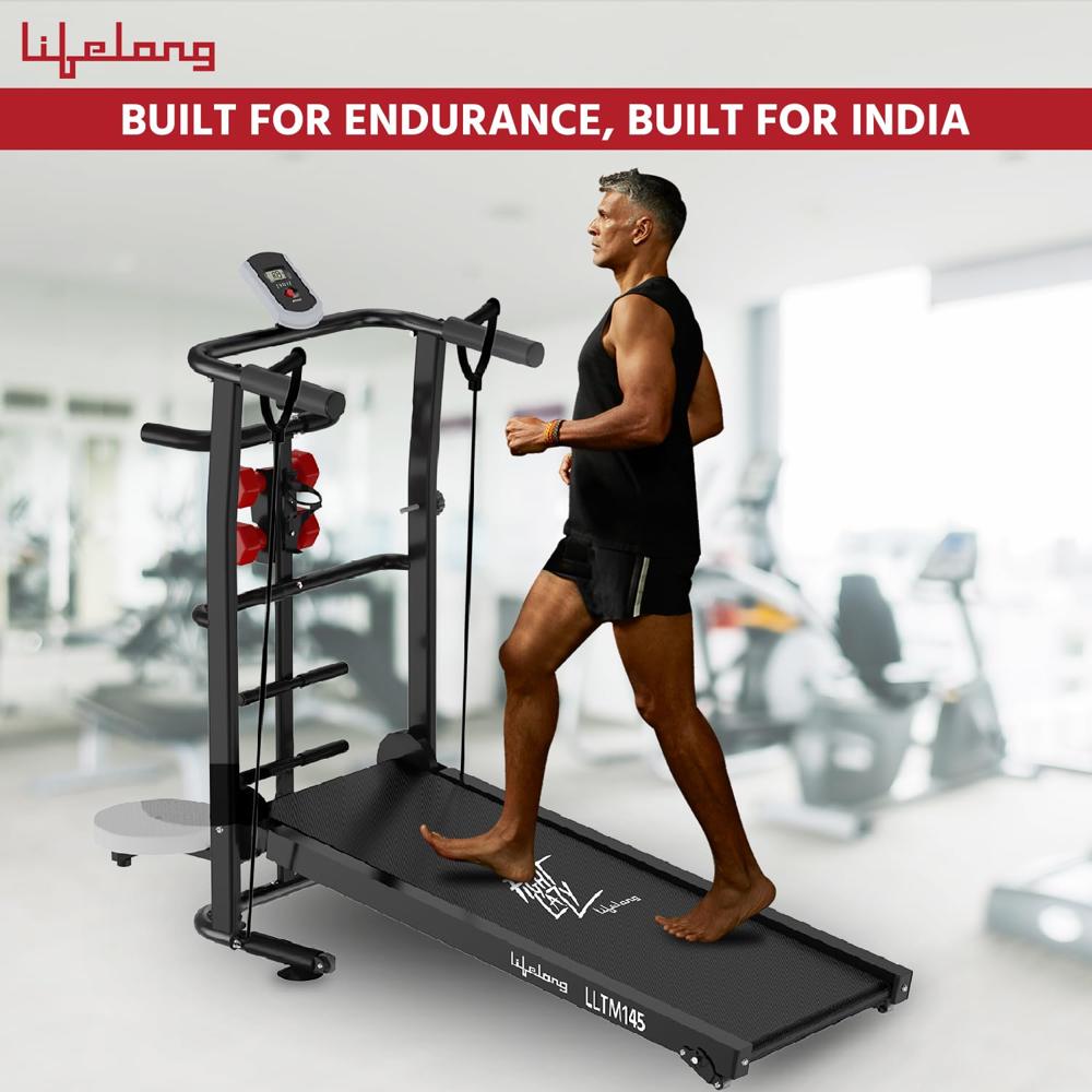 Lifelong LLTM145 Multifunction Manual Treadmill | Max User Weight 100 Kg