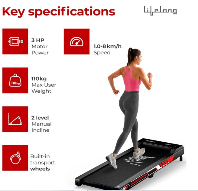 Lifelong Foldable Walking Pad Treadmill with 3 HP Motor